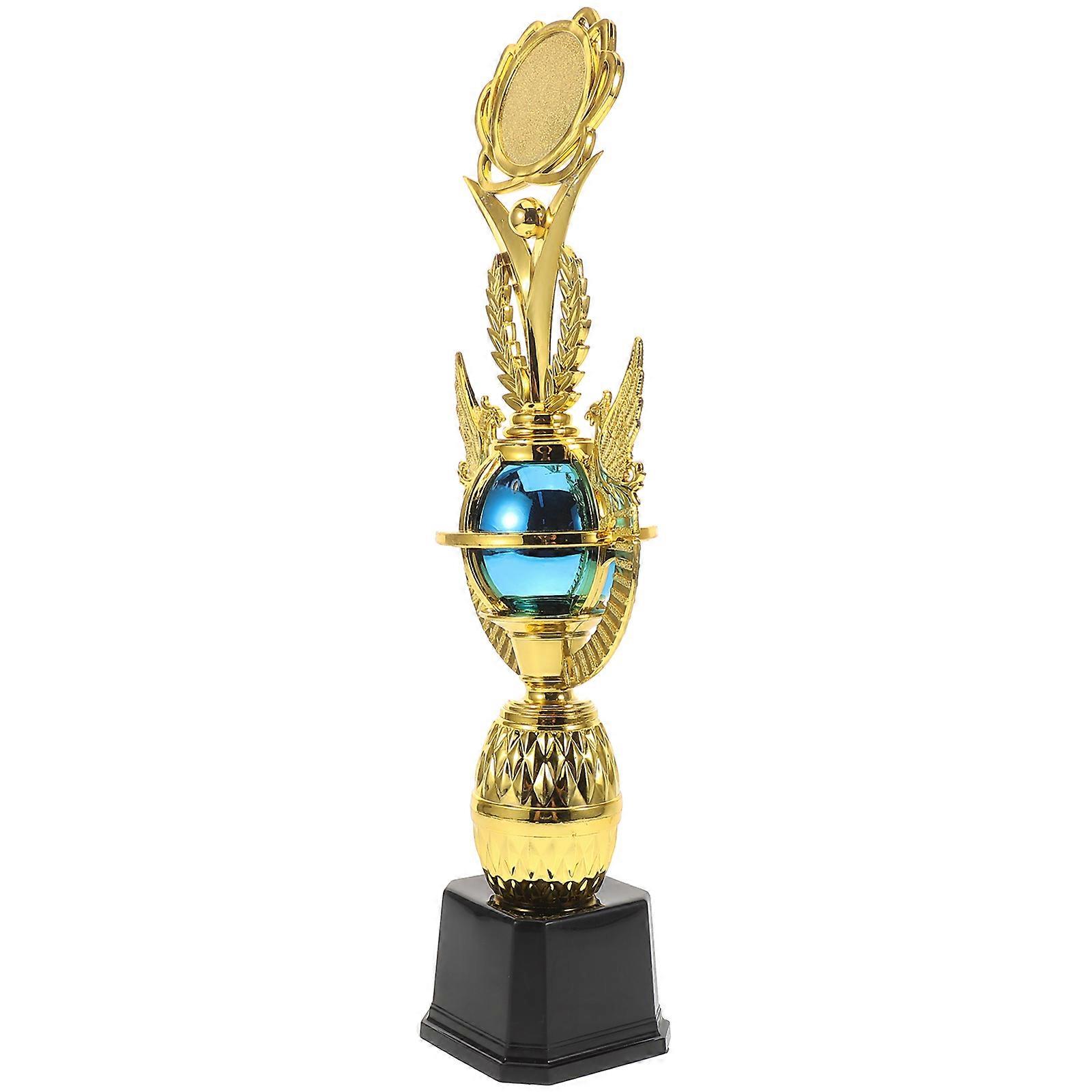 Small Competition Trophy Kids Trophy for Award 2Pcs Blue Plastic Decorative
