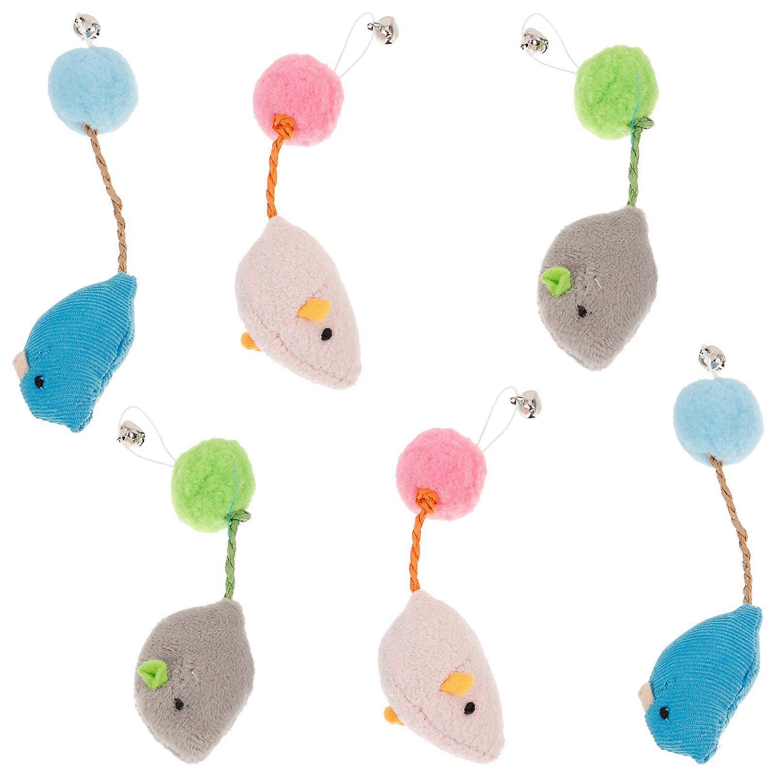 Cat Mouse Toy Plush Replacement Heads with Bell for Cat Teasing 18Pcs