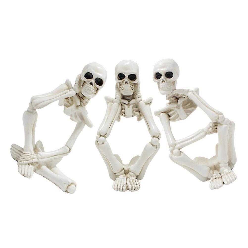 Thinker Skeleton Resin Statue Decoration for 3Pcs Halloween Party Ornament