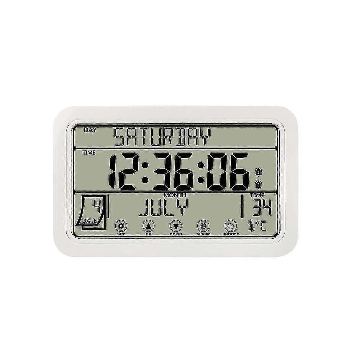 For Digital Wall Clock - Digital Clock Battery Operated, 8Inch Desk Clock with Temperature Humidity Day Date for Home White - Timekeeping Device