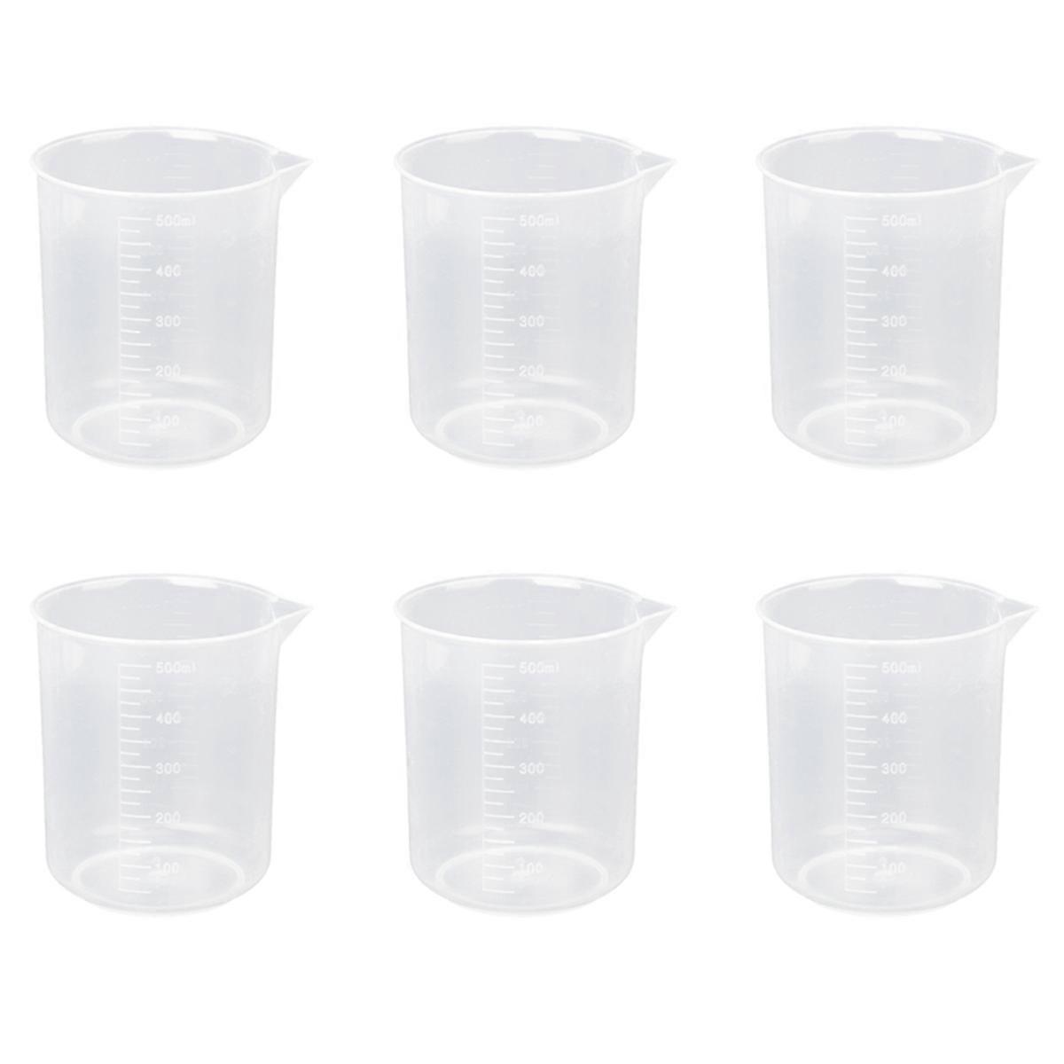 6X 500ml Graduated Beaker Transparent