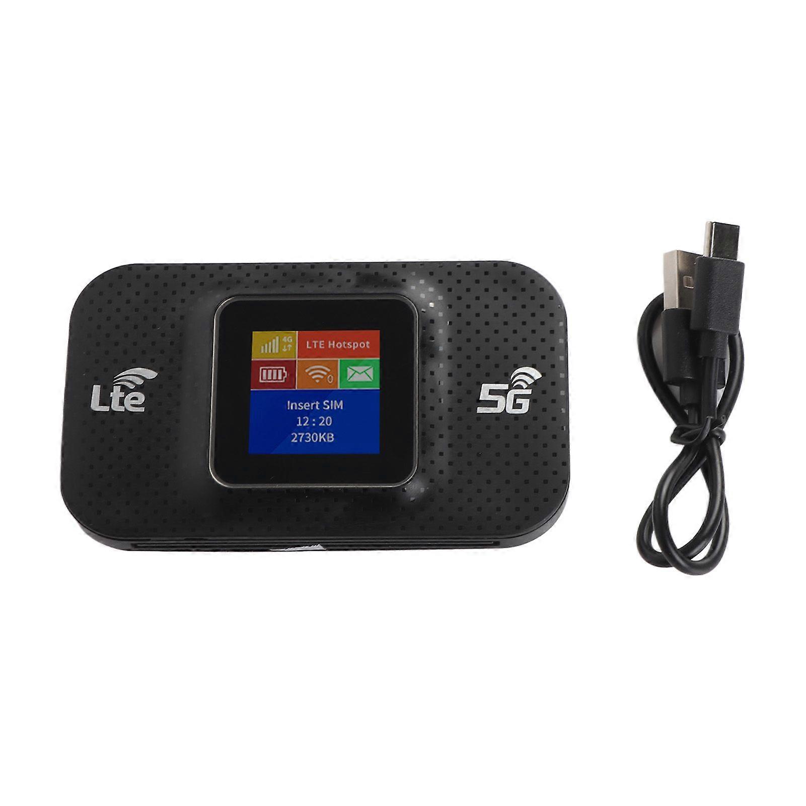 4G Portable WiFi 1.44in Color Screen Mobile WiFi Hotspot Router with Micro SIM Card Slot for Phone Tablet Laptop Black