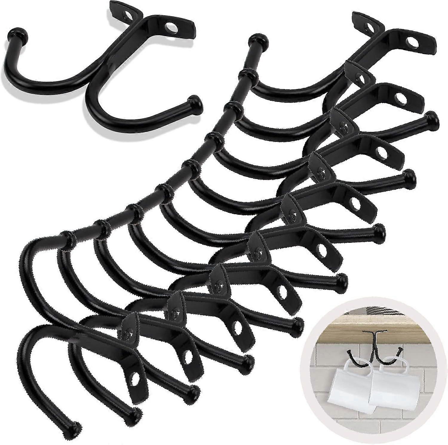 Hanging Mug Holder, 10 Hooks Under Cabinet Kitchen Coffee Mug Rack