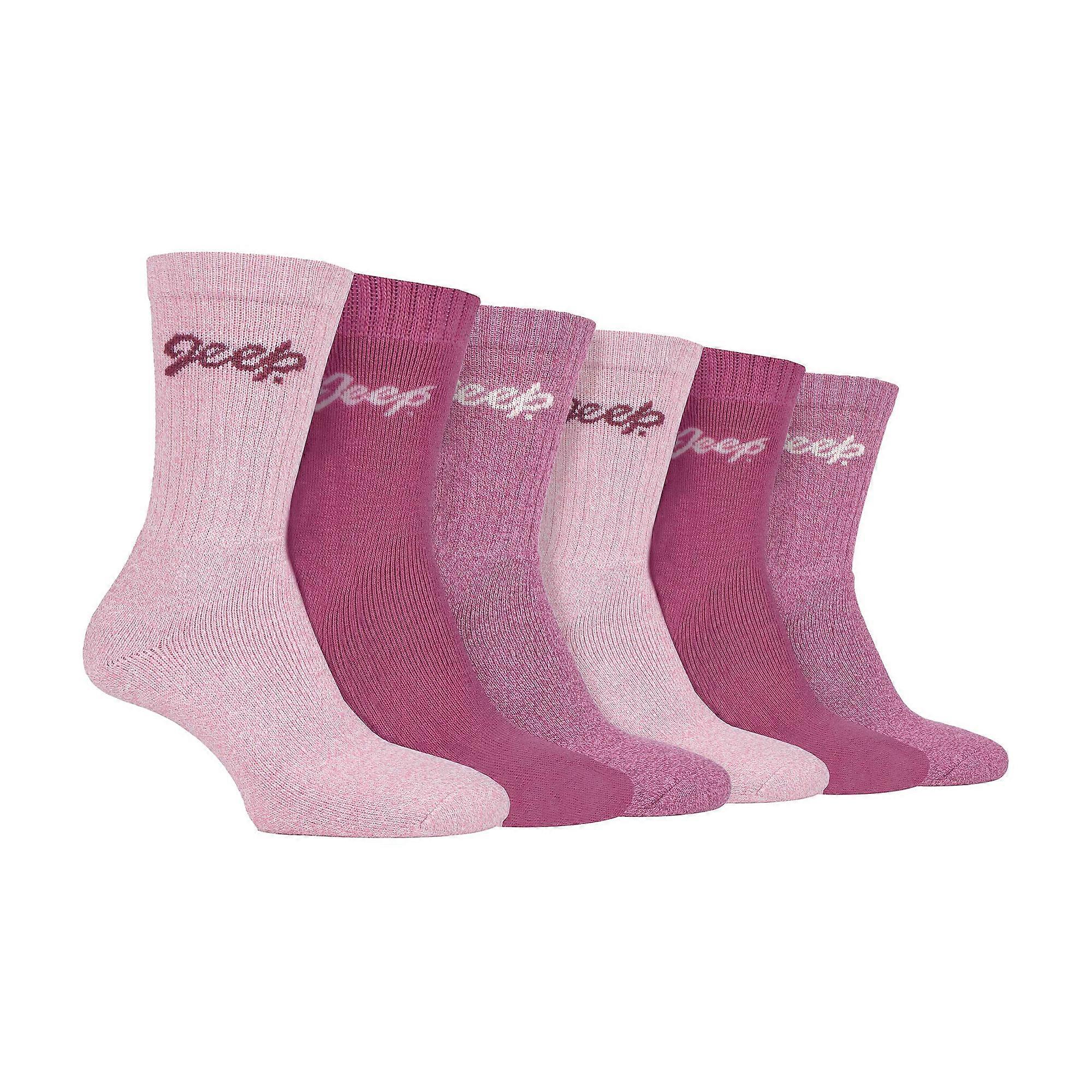 Jeep - Ladies 6 Pack Hiking Breathable Cotton Boot Socks