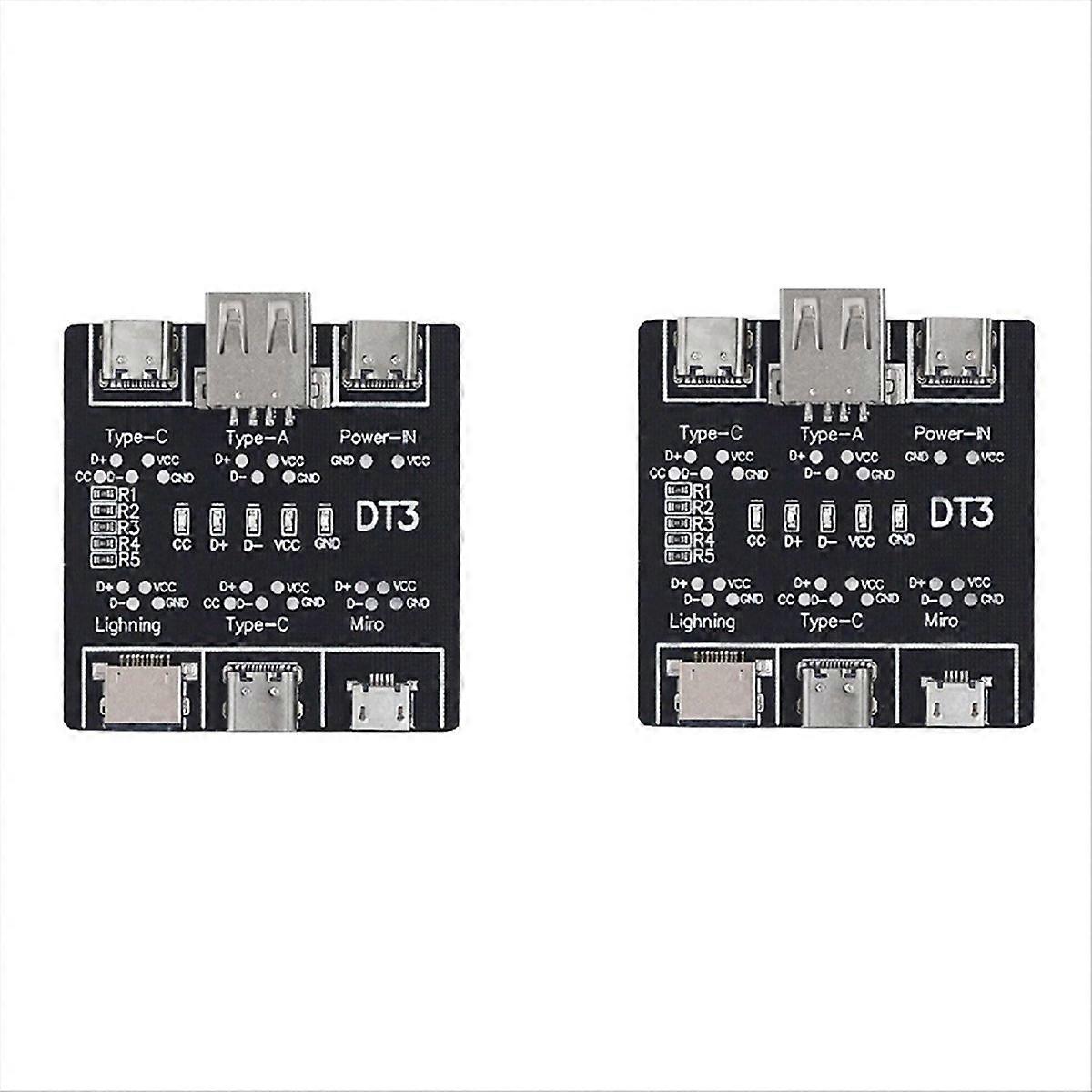 2PCS DT3 Data Cable Test PCB Board Type-C USB C Micro-USB Cable Tester USB Type-C Date Cable on-Off 
