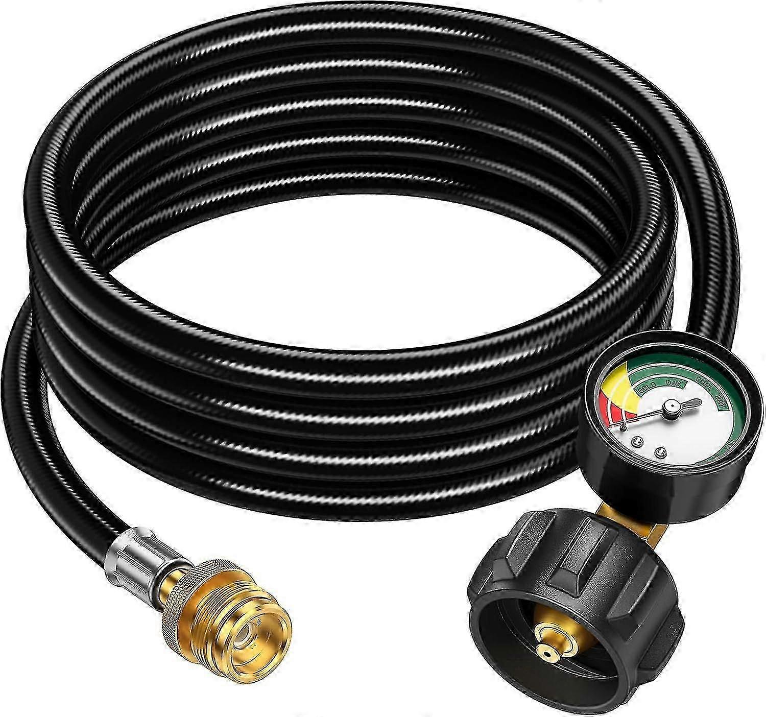 25-26 3FT Propane Hose Adapter 1lb to 20lb Propane Tank Hose with Gauge Propane Adapter 20lb to 1lb