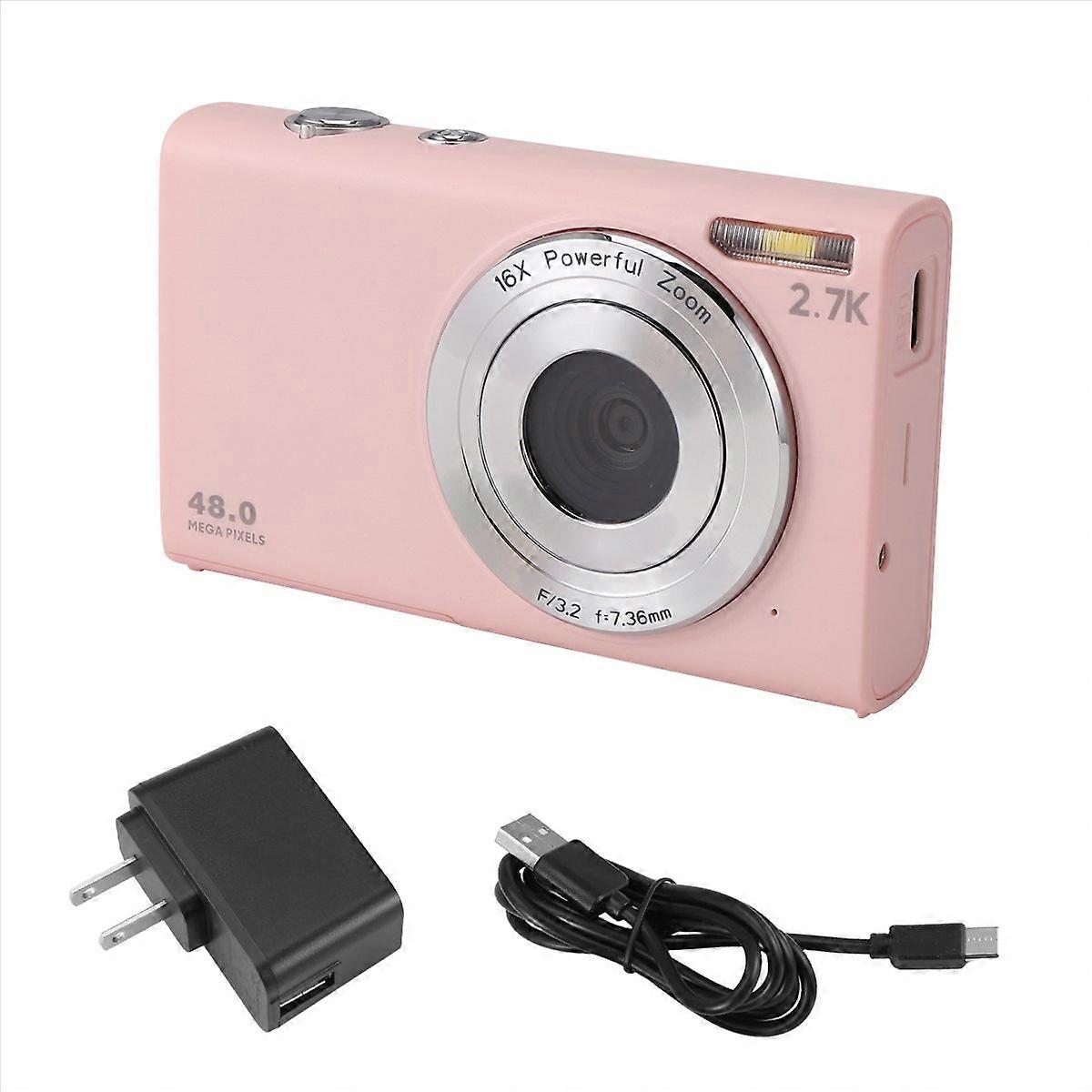 Digitale camera met autofocus, 2.7K 48MP vlogcamera-roze