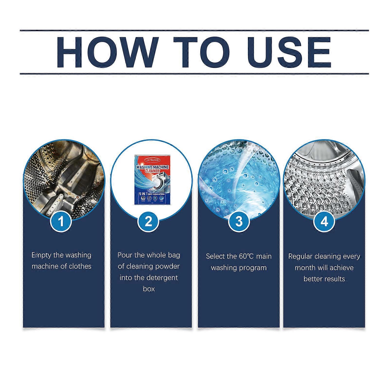 Jaysuing Washing Machine Tub Cleaning Powder, Household Wonder For Removing Stains, Scale And Odors, Leaving No Residue