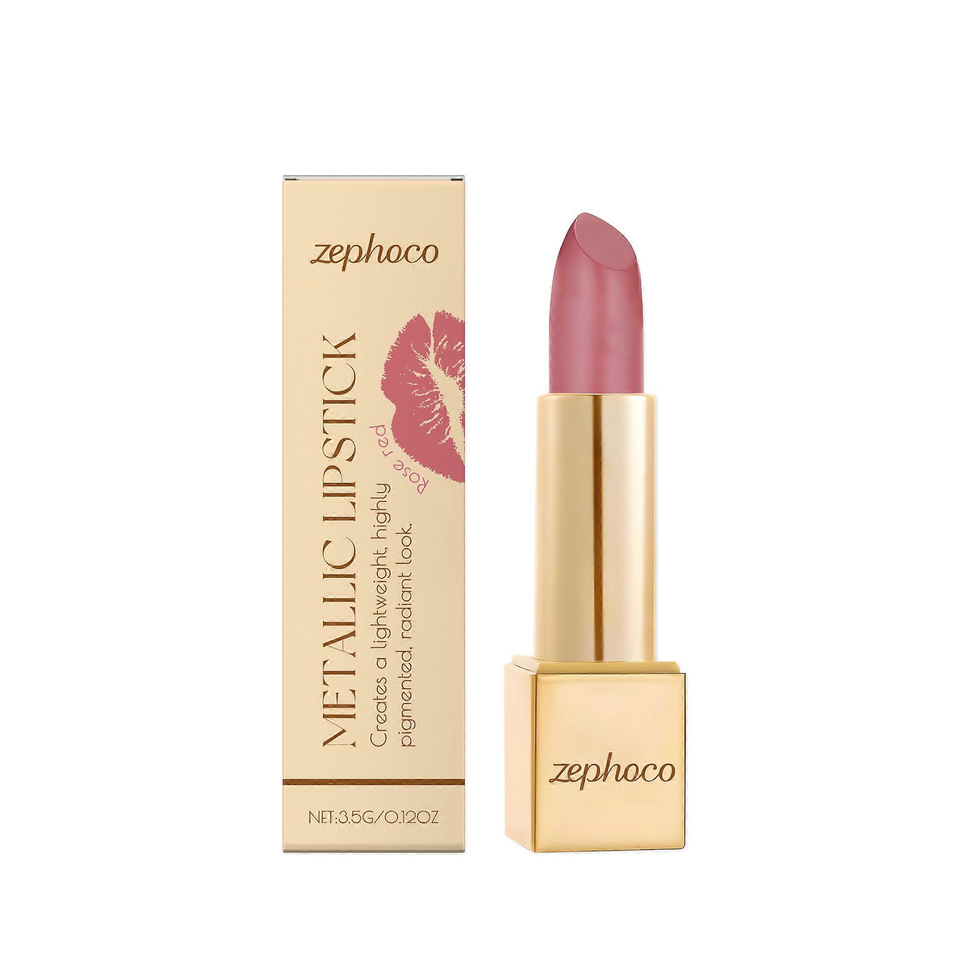 Zephoco Rose Red Metallic Cream Lipstick Has A Light Texture, Is Moisturizing And Easy To Apply, Creating A Lustrous Lip Look