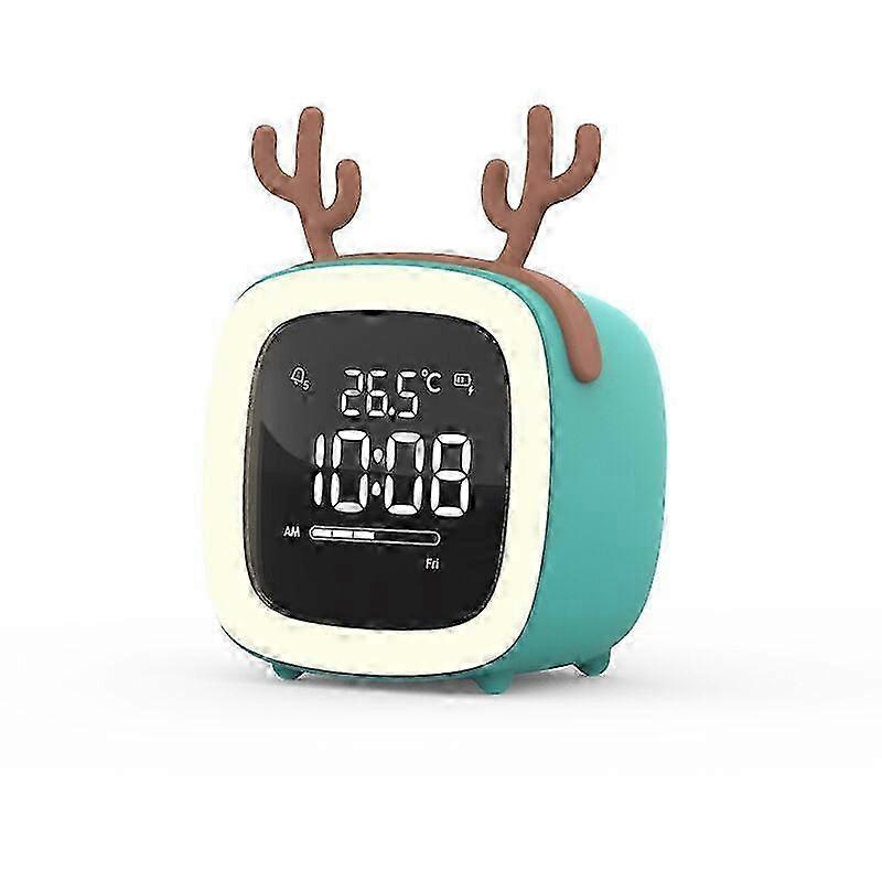The cute blue deer cartoon smart alarm clock is specially designed for children and students