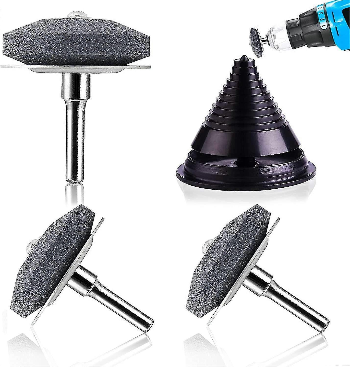 Lawnmower Blade Sharpener With Metal Baffle, Lawnmower Blade Balancer, Universal Multi-pointed Rotating Lawnmower Sharpener All Electric Drill & Hand