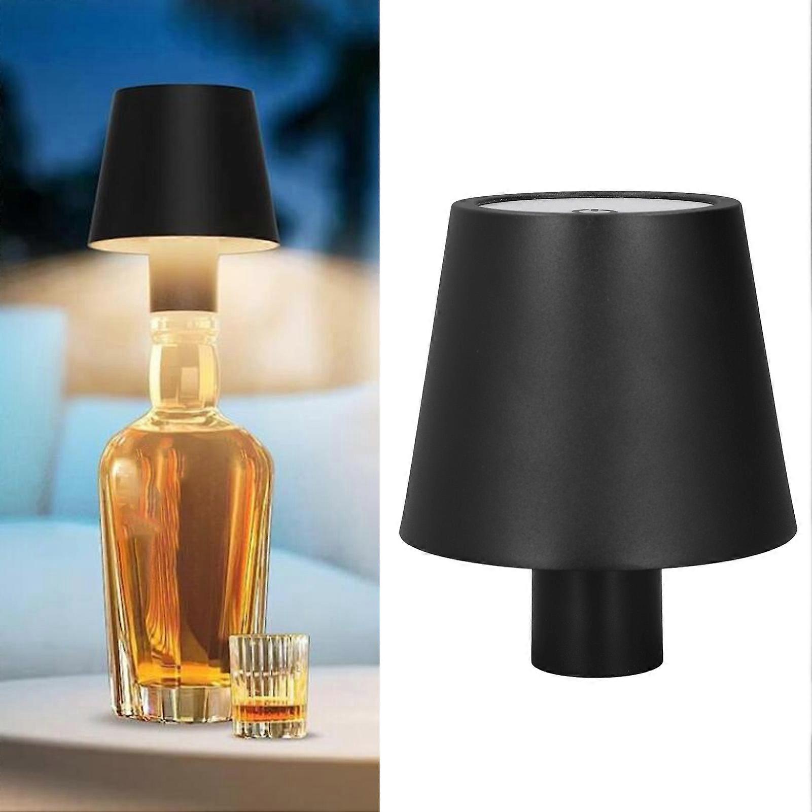 LED Bottle Lamp 3 Color Temperature Stepless Dimming 1500mAh Battery Table Lamp Cordless Rechargeable Touch Wine Bottle Light for Bedroom Black 