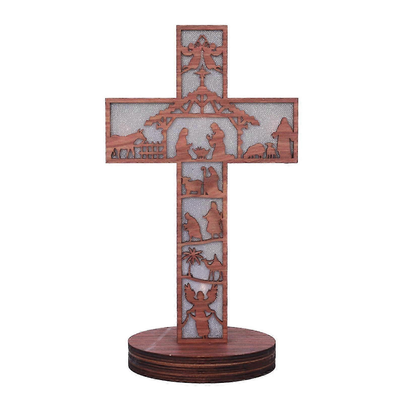 25-26 3D Wooden Nativity Scene Book Display with Light,Nativity Sets for Easter Indoor