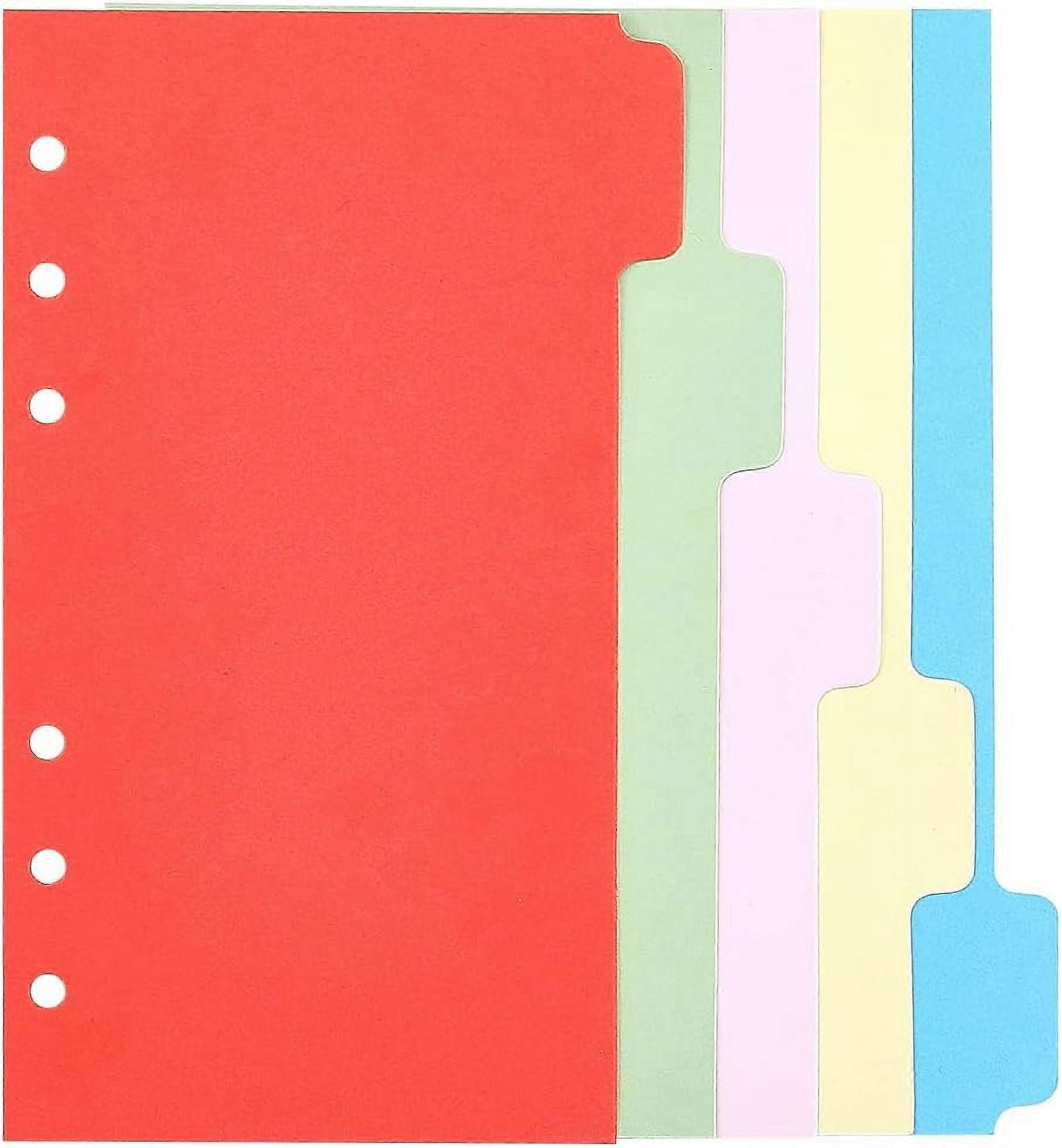 50pcs 5-Tab Binder Dividers Paper Discbound Notebook Plastic Loose Leaf Binders Index Divider Sheets Multicolor Notebook Dividers DIY