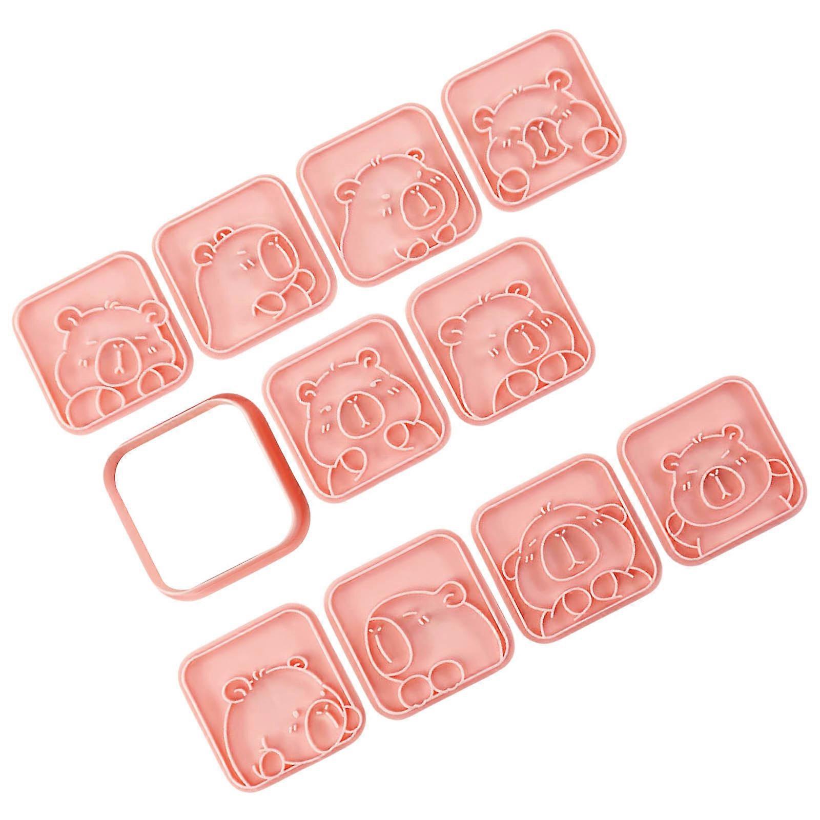 10Pieces  Efficient Capybara Cookie Cutters Biscuits Stamp Set For Creative Baking And DIY Activity In Kitchen Multicolor