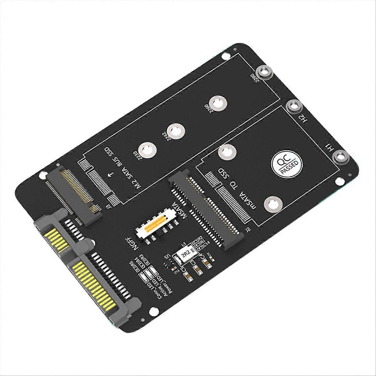 M.2 NGFF/MSATA to SATA3 2-in-1 SSD Solid-State Drive 2.5-Inch Hard Drive Enclosure Adapter Card