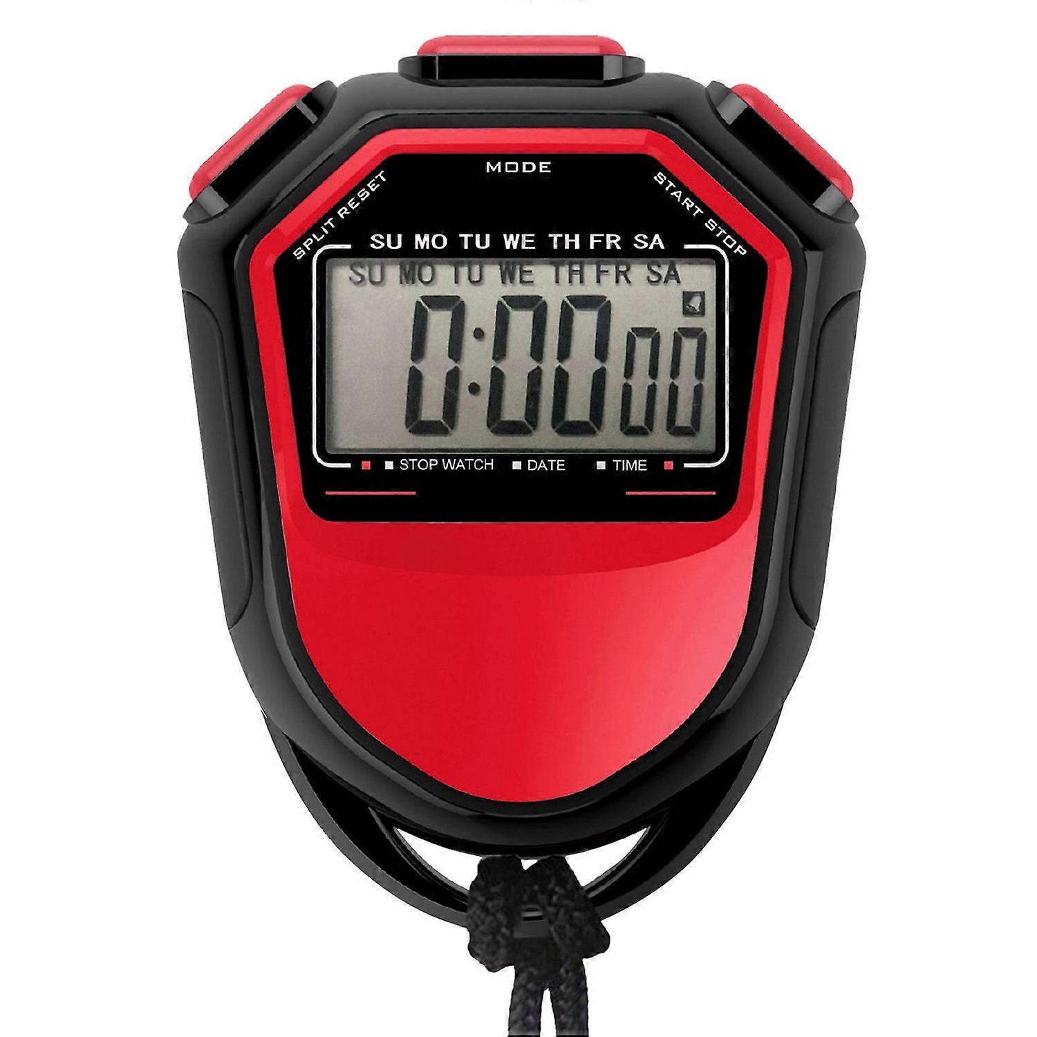 Waterproof Stopwatch Digital Handheld LCD Timer Chronograph Sports Counter with Strap for Swimming R