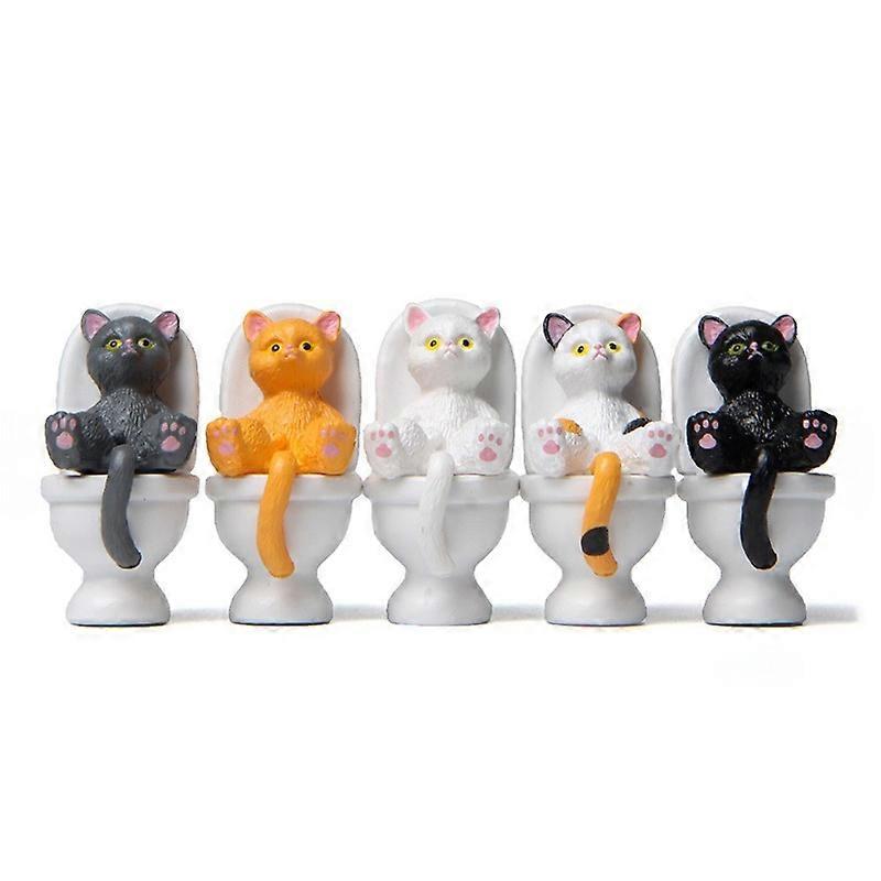 5-Piece Cartoon Cat Model Miniature Decoration