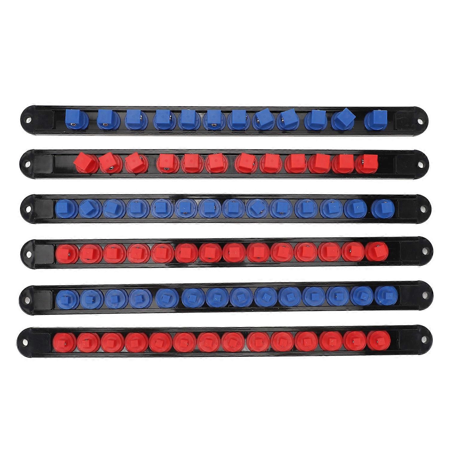6pcs Socket Organizer 360° Swivel Removable End Cap 1/4 Inch X 28 Clips 3/8 Inch X 28 Clips 1/2 Inch