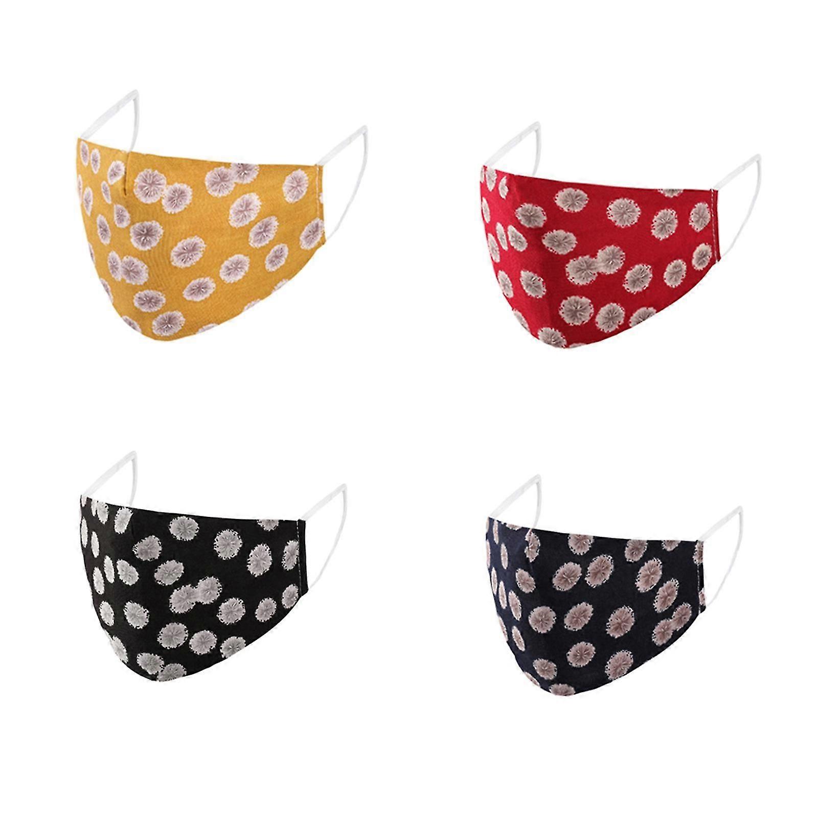 4pcs Paisley Floral Printed Mouth Mask Replaceable Filter Dustproof Face Cover