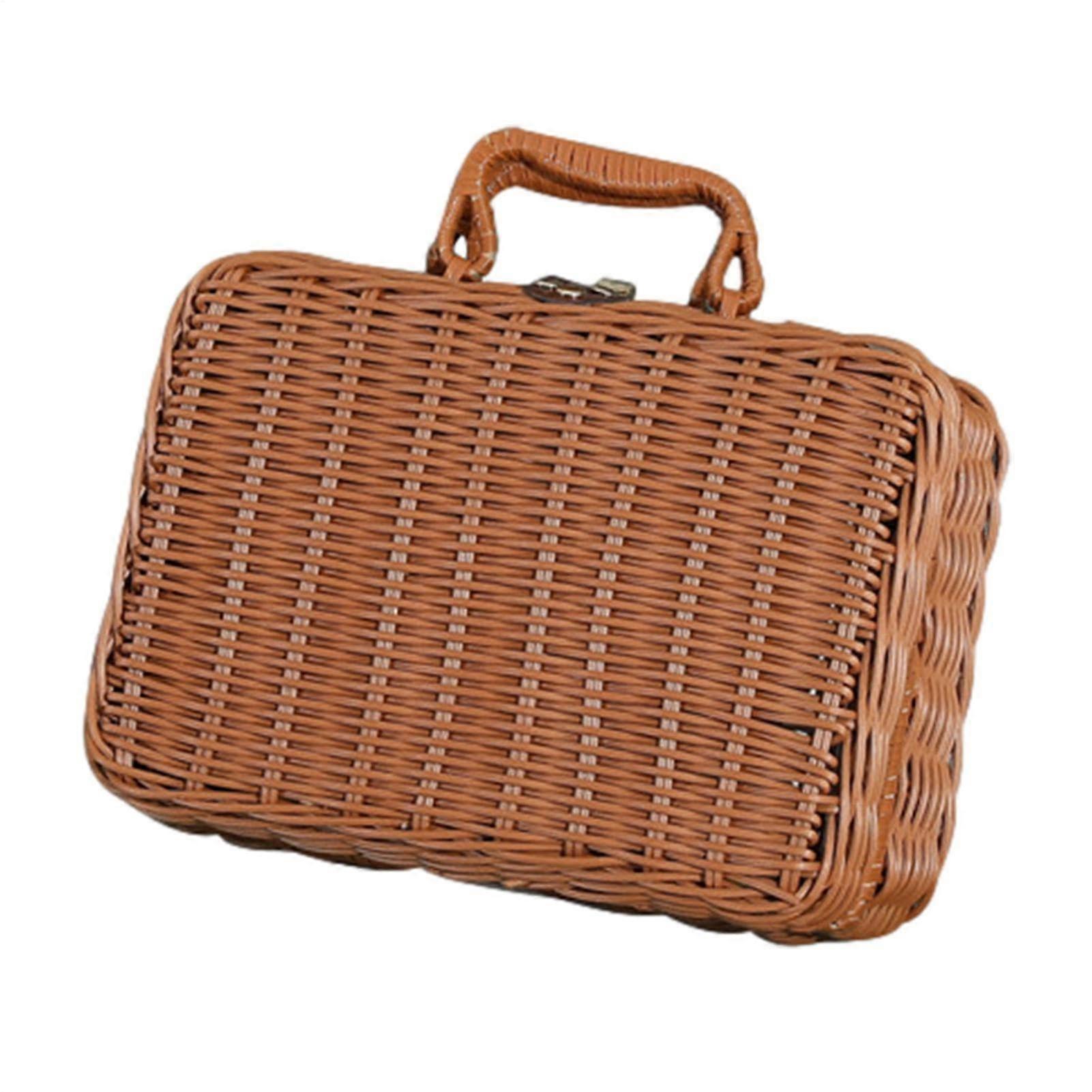 Rectangular Rattan Box With Handle Natural Wicker Gift Box Handmade Small Bridesmaid Gift Box MultiPurpose Storage Box