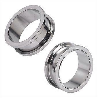 1 Pair Screw Fit Stainless steel Ear Plugs Rings Steel color, 22mm