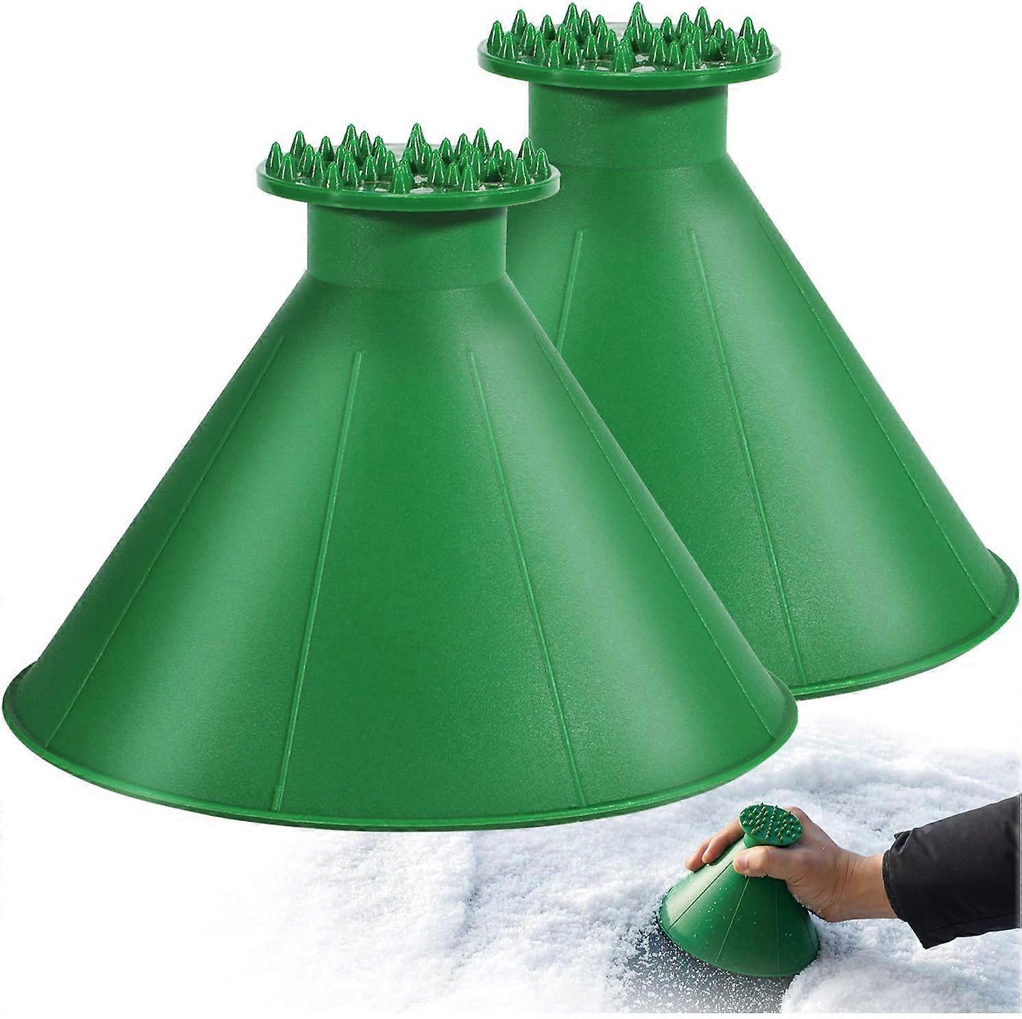 Magical Ice Scrapers for Car Windshield - 2 Pack Cone Magic Car Ice Scraper with Funnel, Round Snow Scraper for Christmas Gift