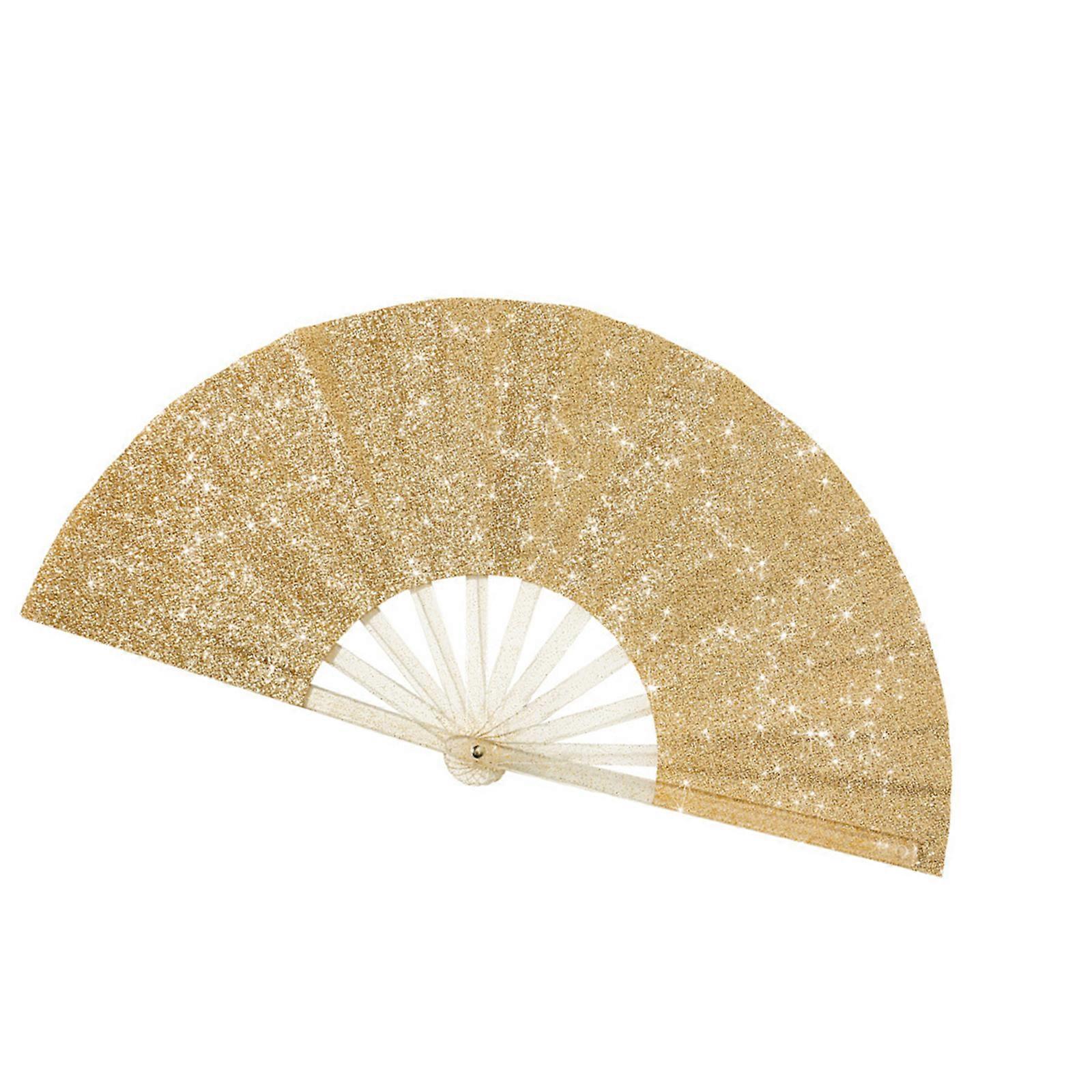 Glittering Plastic Hand Fan Portable Performances Tool For Artists Dancers And Parties Enthusiasts Foldable Structure Multicolor