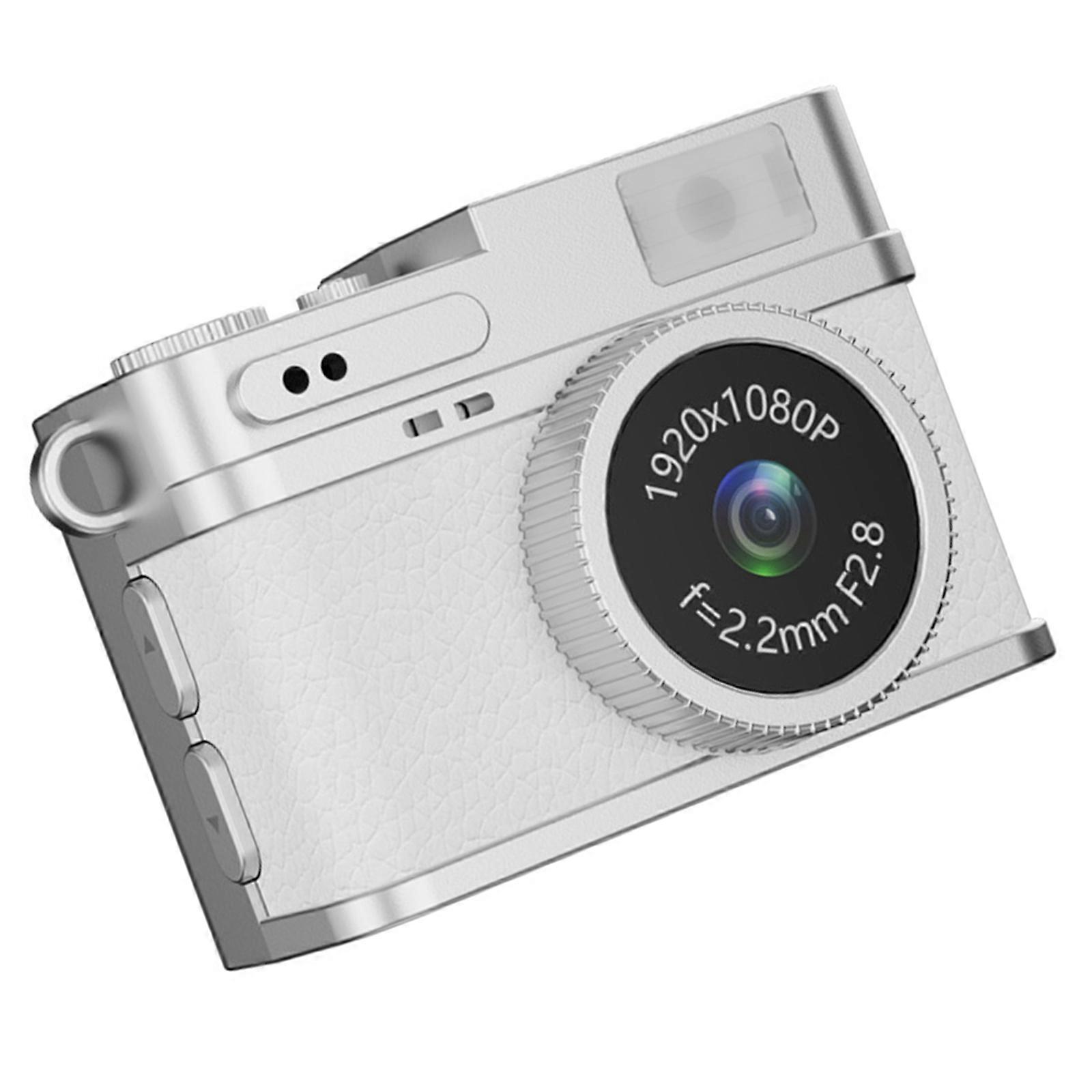 Compact Vintage Digital Camera For Travel 1080P 30FPS Recording Lightweight Design Built In 180mAh Battery Easy Operation  White