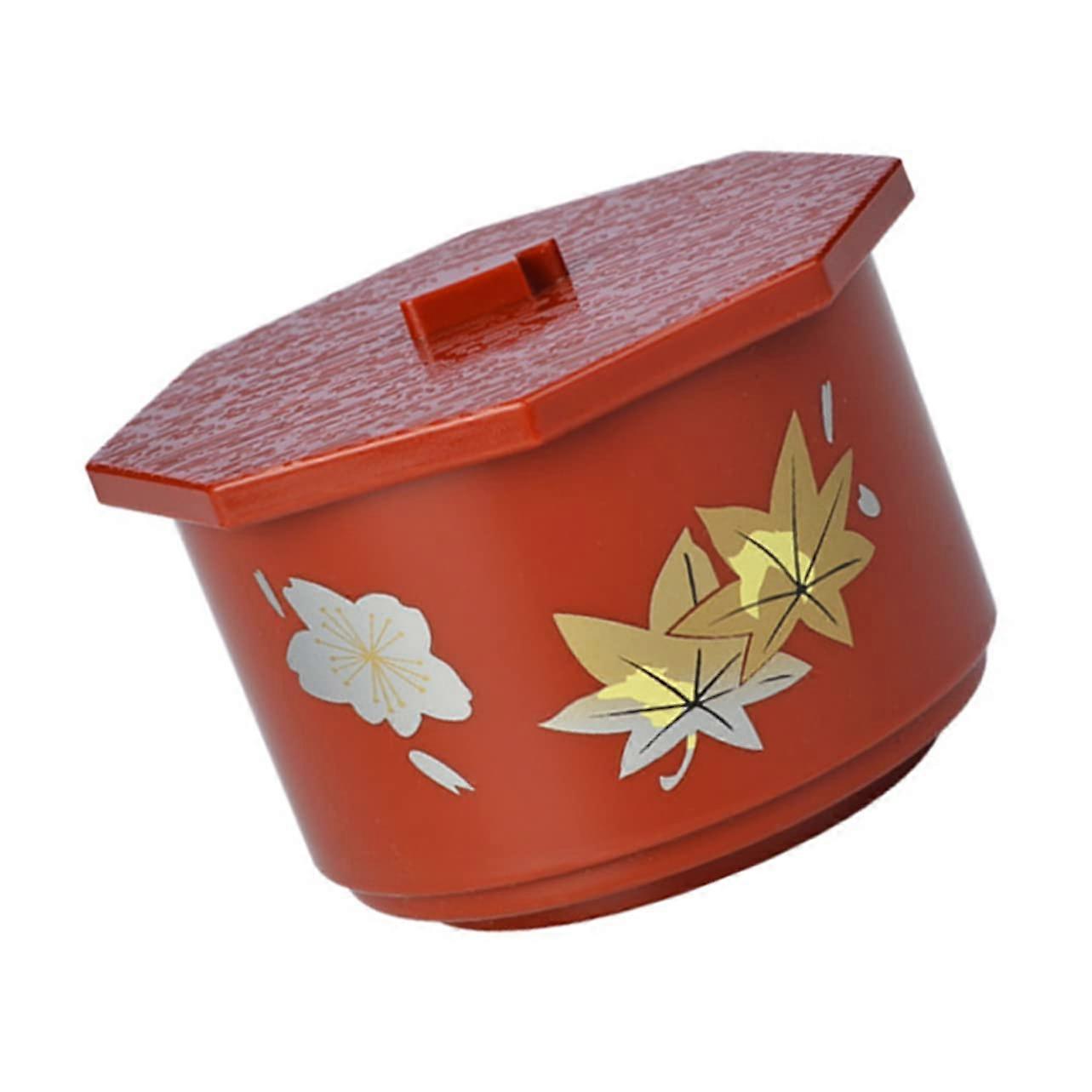 Traditional Japanese Octagonal Miso Soup Container With Lid, NonSlip Decorative Bowl For Noodles And Soup