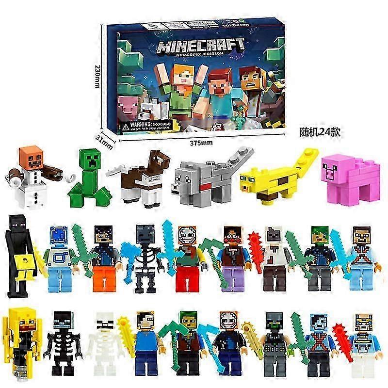 24pcs blind box Christmas advent calendar gift box Minecraft building block toys countdown small ornaments