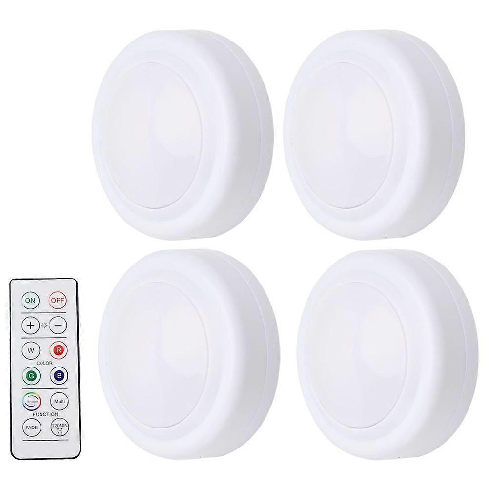 4pcs Puck Lights LED Color Changing Light RGB Under Cabinet Lights with Remote Controller