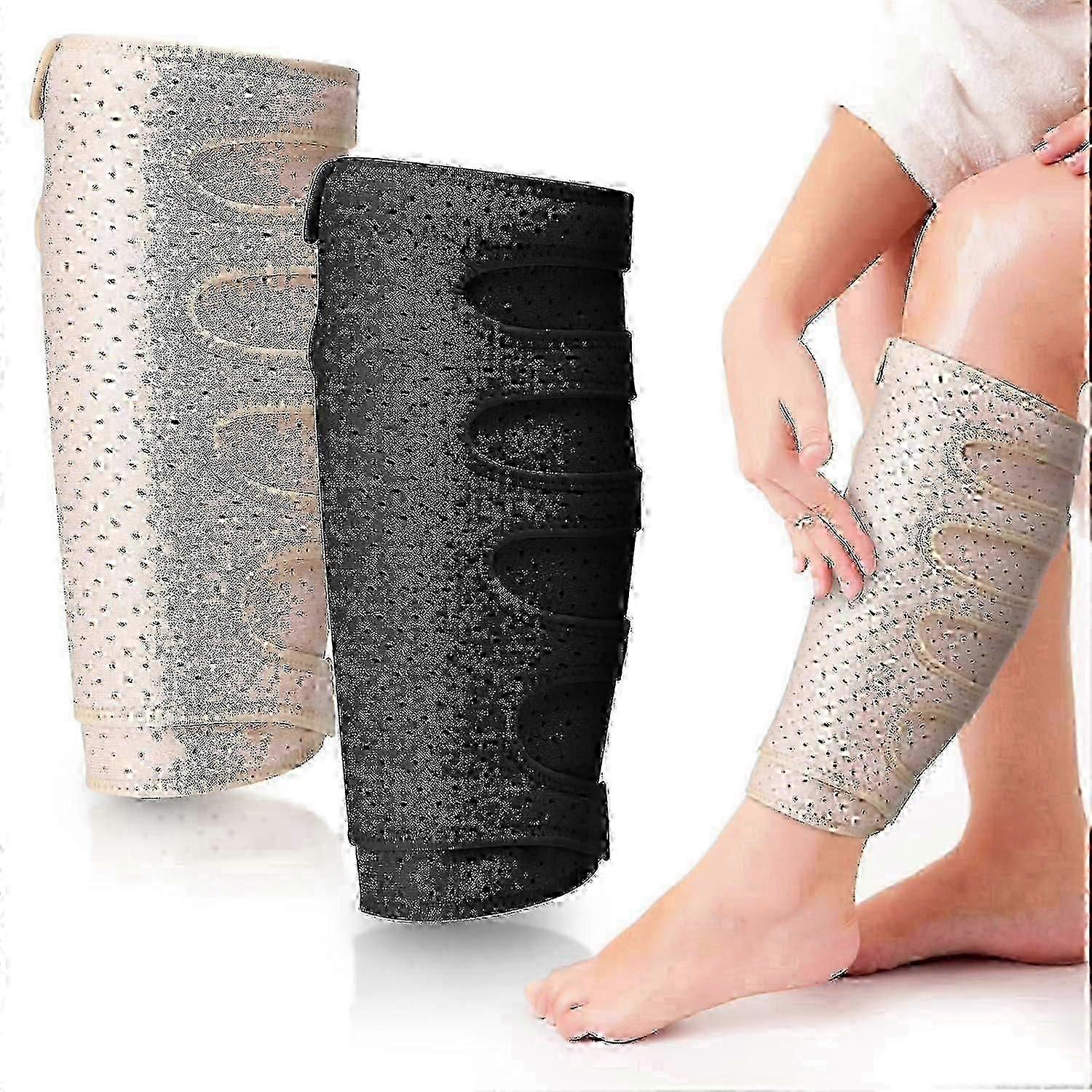 Adjustable Calf Compression Wraps For Lymphedema Swelling – 2-pack with 5 Straps, z