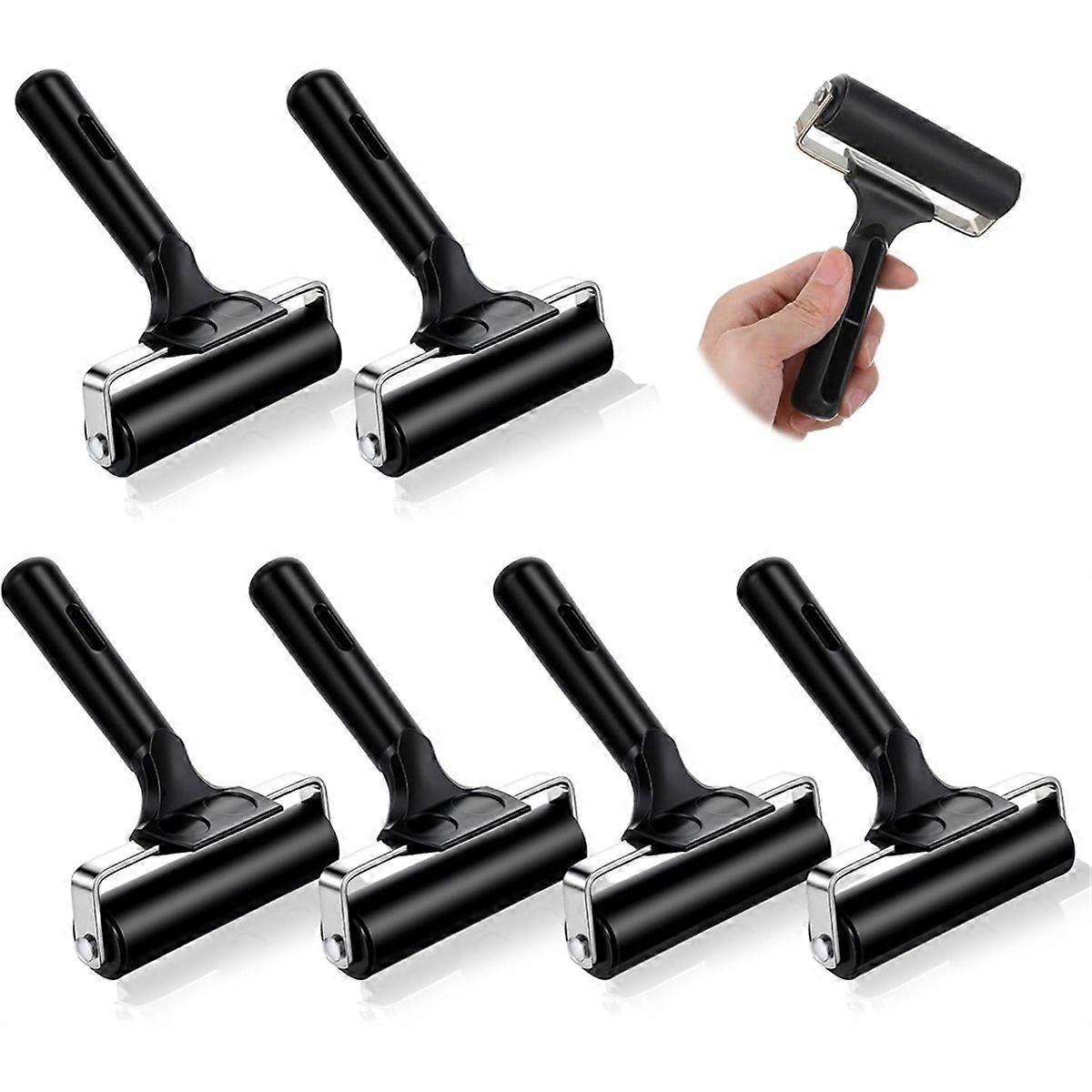 6 Pcs Brayer Roller,Black Printmaking Roller Handle Comfortable Painting Rollers for Printing,Painti