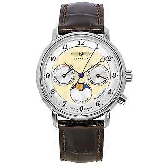 Zeppelin Friedrichshafen Lederarmband Gold Dial Quarz 85375 Damenuhr