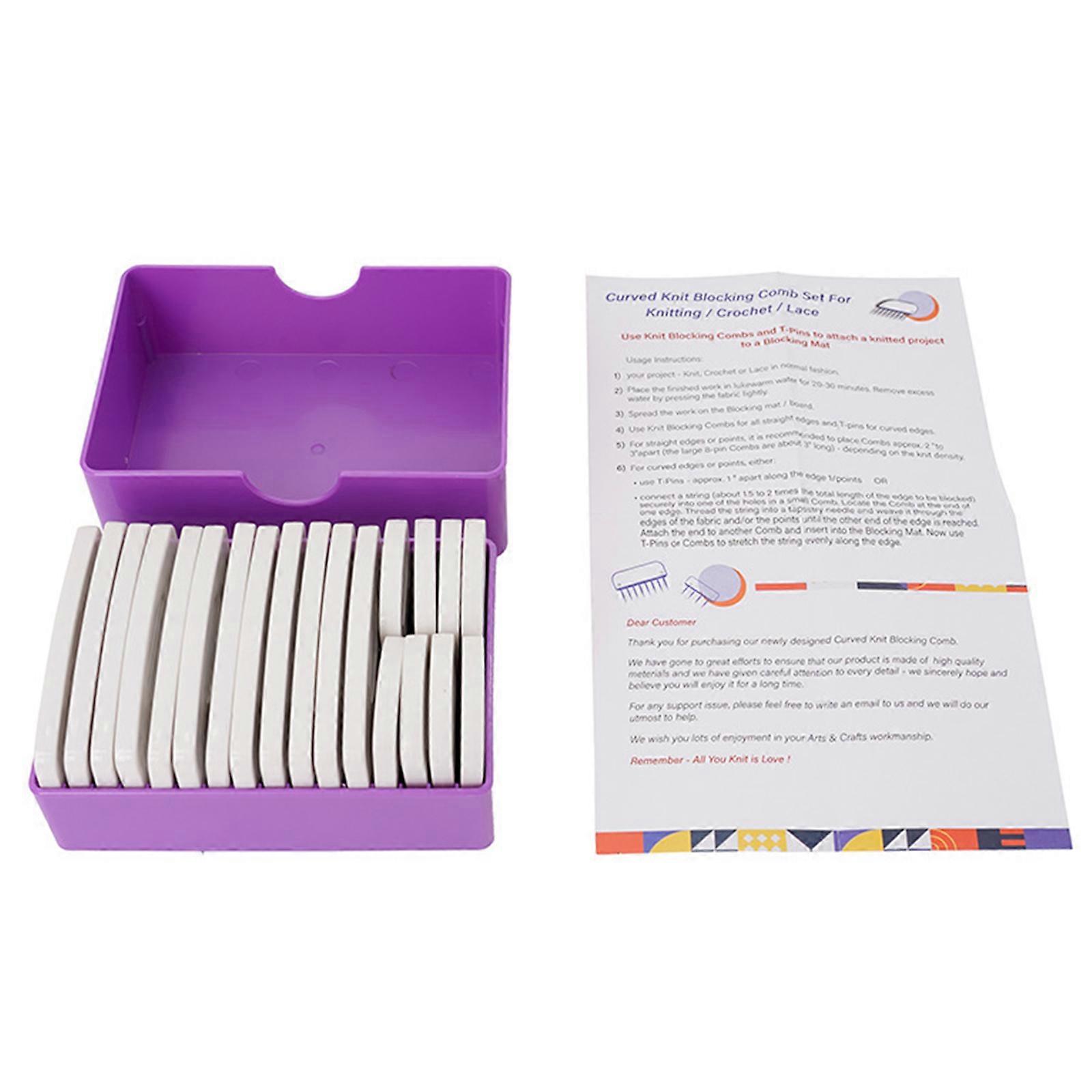 20Pcs Curved Knit Blocking Combs 4-Pin 8-Pin Knit Blocking Tool & Pin Set for Blocking Knitting Multicolor
