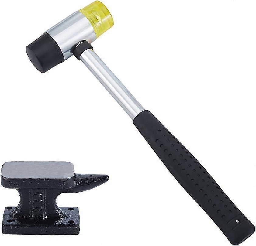 Mini Horn Anvil Set Forged Iron Anvil with Rubber Hammer Blacksmith Forge Kit Jewelry Hammer and Block Set forging Bench Block Anvil Silversmithing To