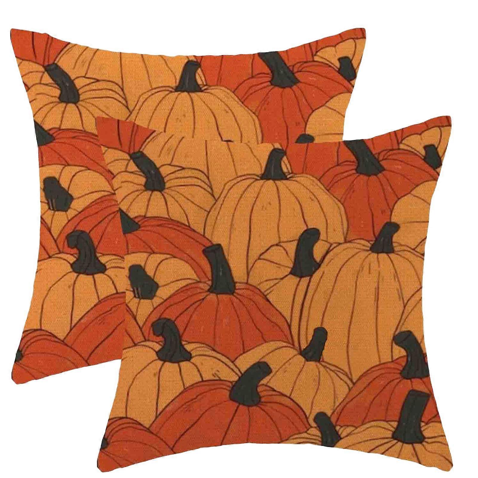 Kaesi 2Pcs Throw Pillowcase Autumn Maple Leaf Pattern Replaceable Design Pillow Case Washable Super Soft Reusable Sofa Cushion Covers