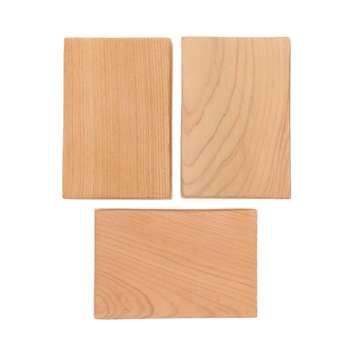 3pcs Wooden Block DIY Craft Cutout Wood Block for Art Crafts Project (Light Yellow)