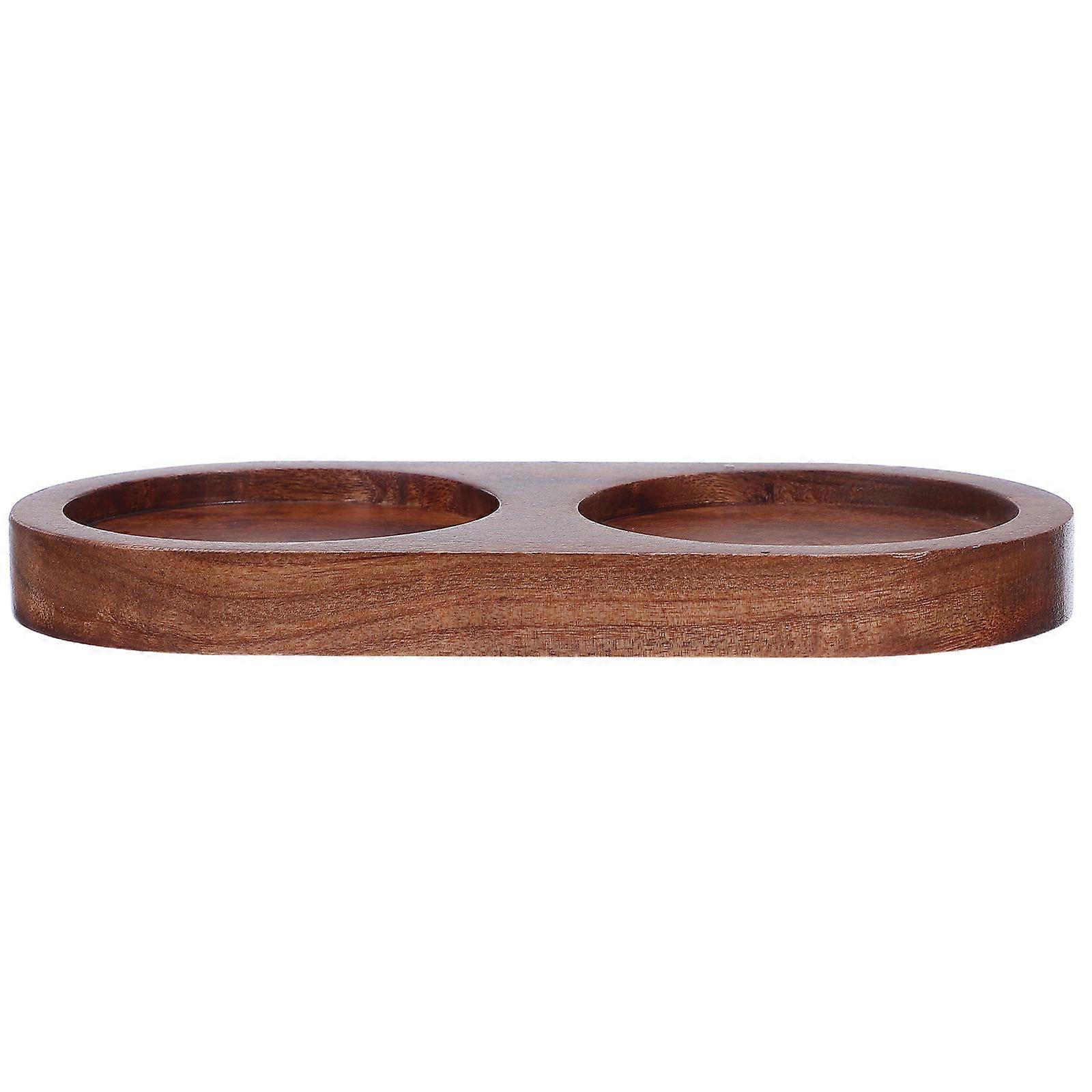 Rectangular Spice Grinder Rest 1Set Brown Acacia Wood Organizing Tray Home Kitchen Buffet