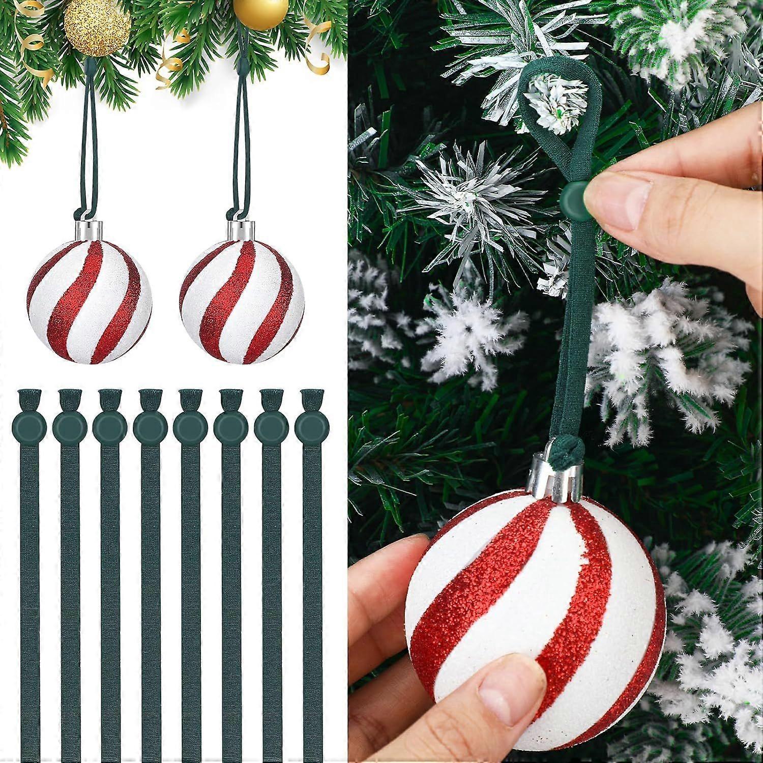 24 Pcs Christmas Adjustable Ornament Hooks Non Slip Hangers Hooks Tree Ornaments Cord for Christmas Tree Decorations (Green)