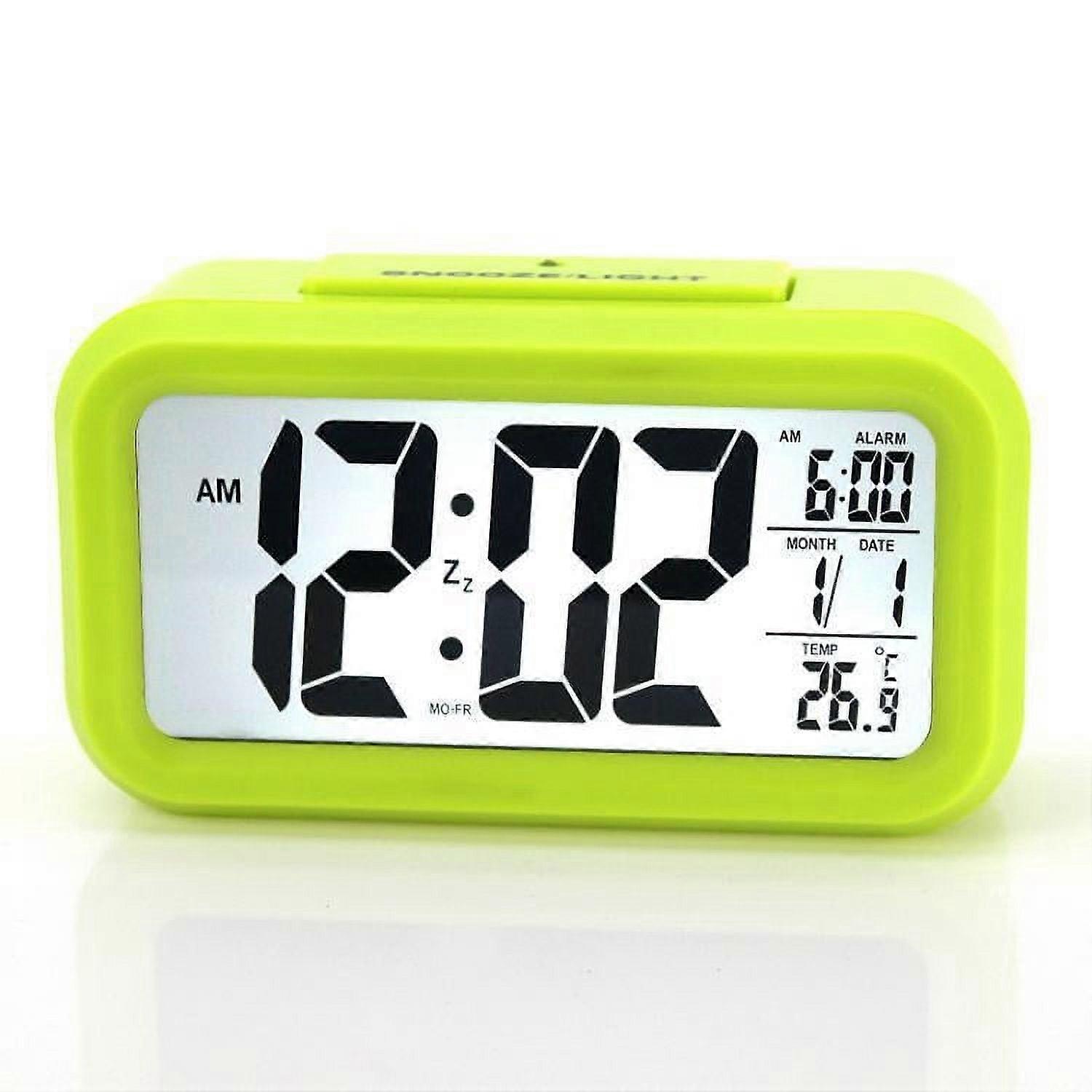 Cterwk Digital Alarm Clock with Snooze, Backlight, Night Light, Date and Temperature, 12/24H Display, Green