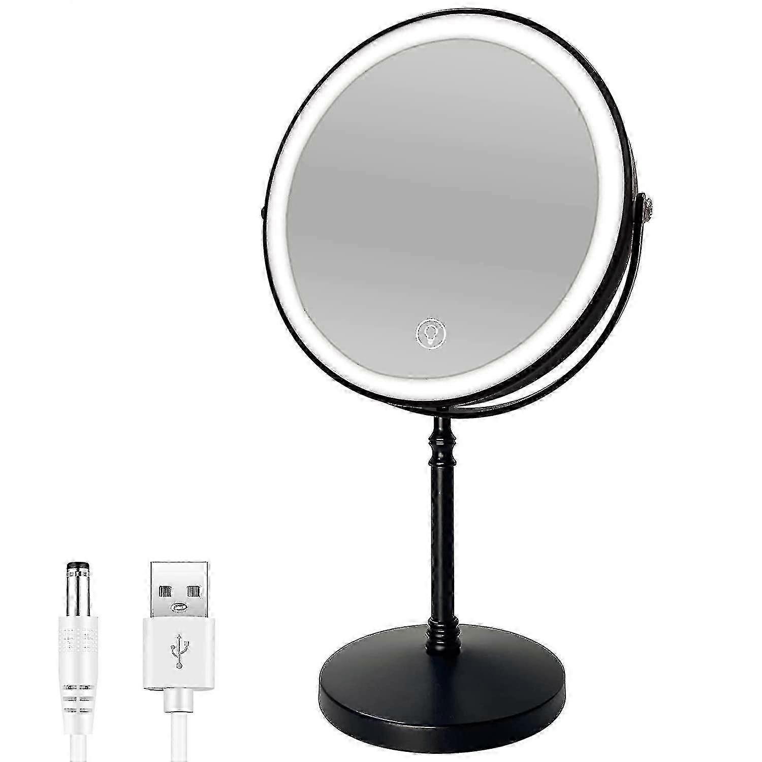 8 Lighted Makeup Mirror 10x Makeup Mirror With Lights Double Sided Dimmable Magnifying Mirror With Light Rechargeable And Brightness A