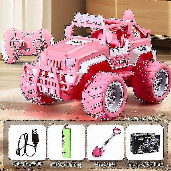 Barbie - Coche de juguete todoterreno eléctrico rosa con control remoto