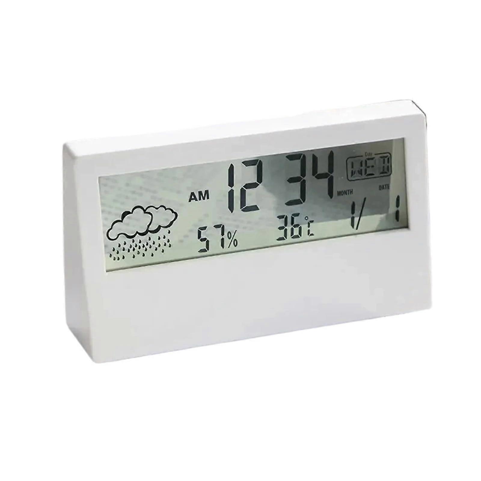 LCD Digital Alarm Clock with Intelligent Night Light, Date, Temperature, Humidity Display for Bedroom