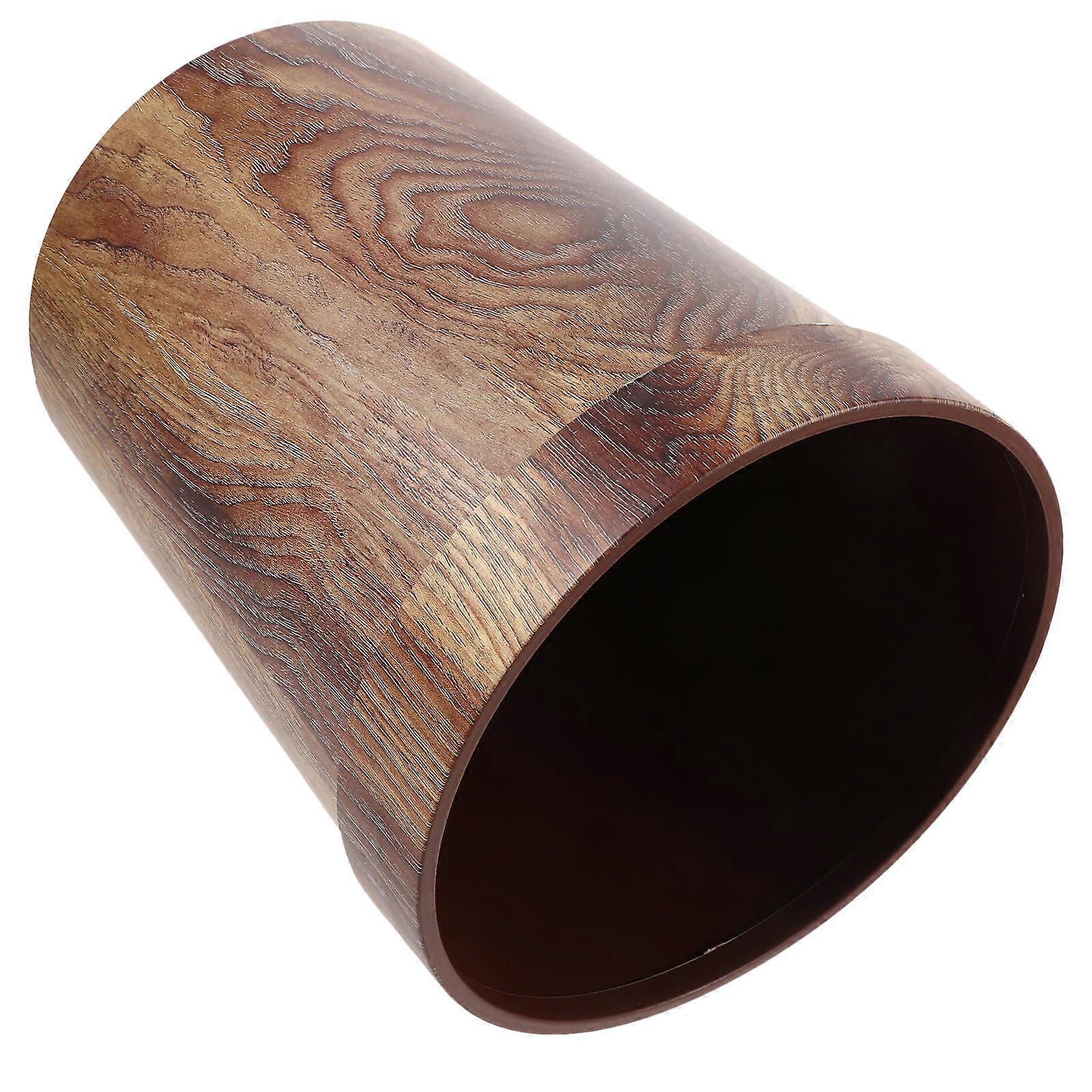 Vintage Woodgraining Container Solid Wood Trash Can for Home 1Pcs