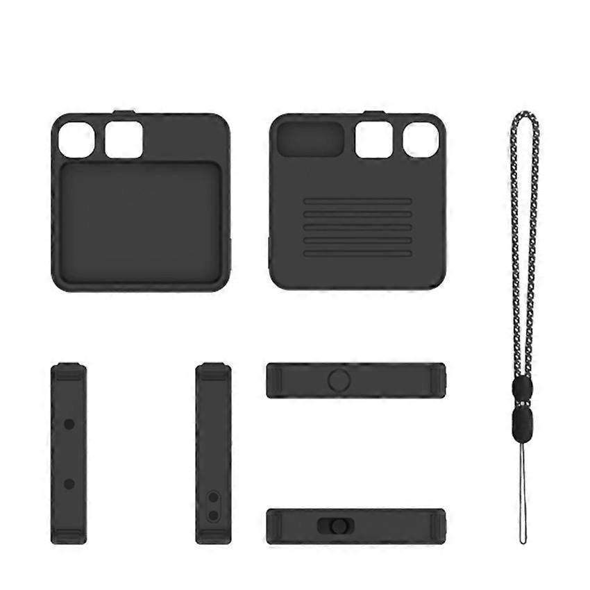 Pocket AI Device Silicone Protective Case for Rabbit R1 － Minimalist Solid Color Cover Shockproof Storage Case Soft Case Accessories Black (C35)