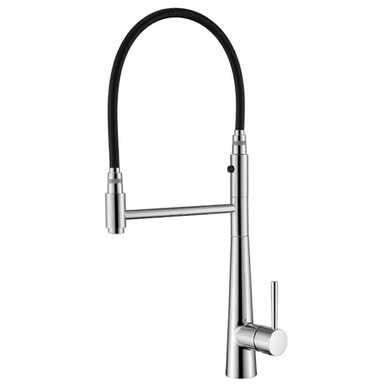 Kitchen Faucet with Pull Down Sprayer 360° Swivel Spout Brass Single Handle Mixer Tap, Black Chrome