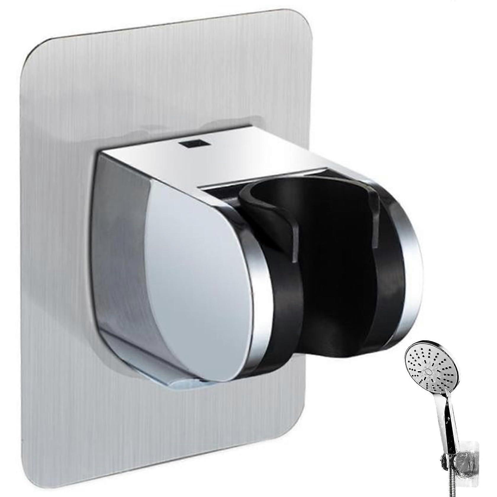 Shower Head Holder Wall Mount Adhesive ABS Bracket for Handheld Wand in Bathroom Silver
