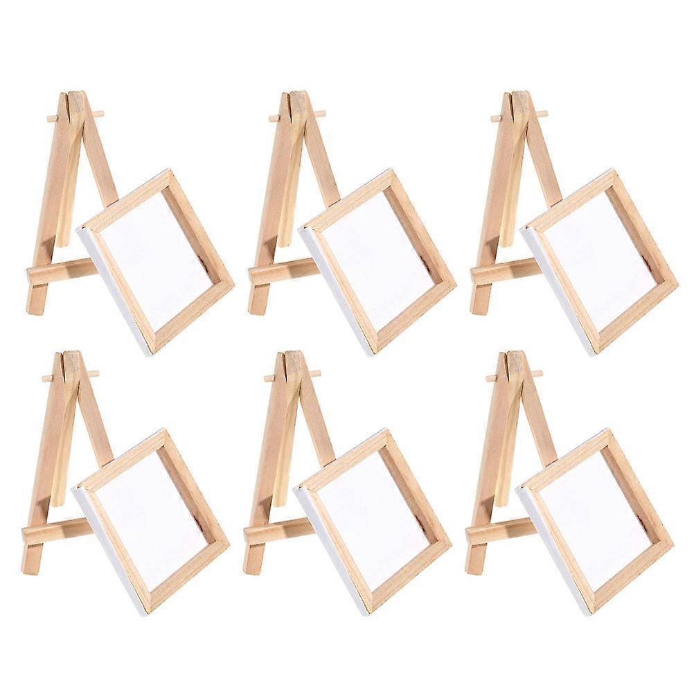 6Sets Mini Easel Canvas Stand Painting Tool for Kids Use DIY Craft
